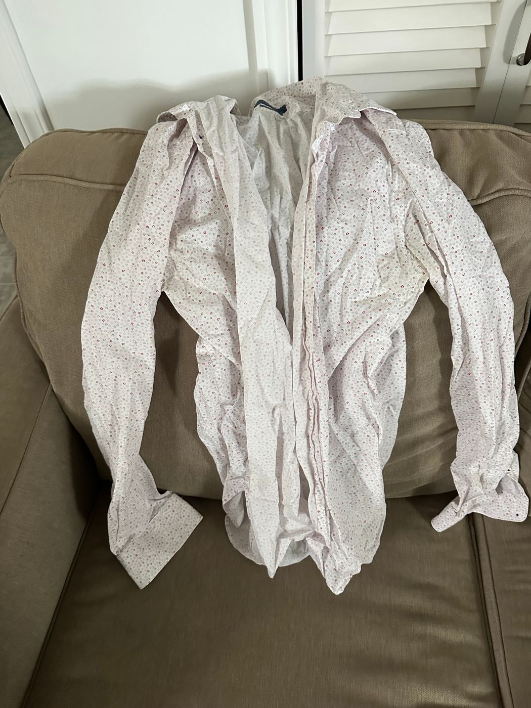 Men's White Longsleeve Floral Button Down ( Slim Fit )